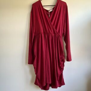 Nemidor Womens Plus Size Long Sleeve Ruched Bodycon Midi Dress with tie in back